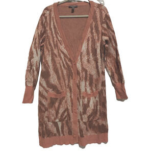 Lisa Rinna Button Down long Cardigan Pockets Womens Sz 1X Artsy Animal print‎